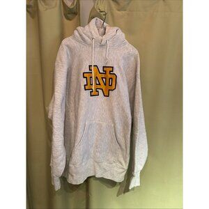 Vintage 90s Notre Dame Hoodie Sweatshirt Mens XXL Hammes Bookstore Gray USA Made